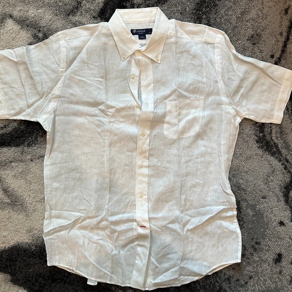 Daniel Cremieux Classics Casual Short Sleeve White Button Down Shirt